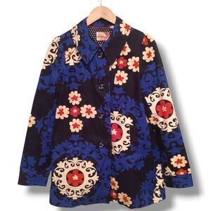 Anthropologie Bica Cheia Radicchio Medallion Swing Coat-Size 10-Floral-Lined